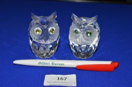 Pair of Swarovski Crystal Owls