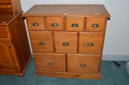 Solid Pine Bank of Drawers