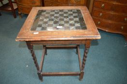 Barley Twist Table with Inset Hand Painted Marble Effect Chess Board