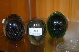3x Glass Paperweights