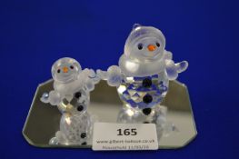 2x Swarovski Crystal Glass Snowmen