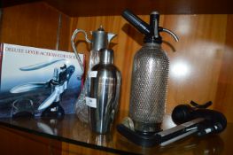 Vintage Soda Siphon, Claret Jug, Cocktail Shaker, etc.