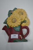 Cast Iron Watering Can & Sunflowers Doorstop