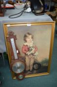 Framed Print of a Dog and a Puppy, and a Distressed Barometer