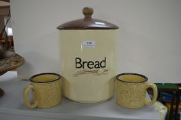 Rayware Ceramic Bread Bin and 2x Chunky Mugs