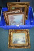 4x Gilt Framed Painting Style Prints