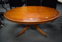 Georgian Style Oval Pedestal Coffee Table on Castors