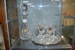 Royal Rock Crystal Decanter and 5x Glasses