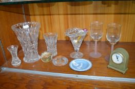 Glassware Including Vases, Wedgwood Dish, etc.