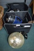 Folding Storage Caddy Containing Torches and a Disco Ball