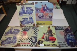 6x Reproduction Metal Scooter Signs