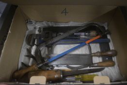 Quantity of Assorted Tools Including Saws, Screwdrivers, etc.
