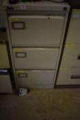 *Metal Three Drawer Filing Cabinet and Contents