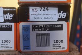 *5x Boxes of 2000x Paslode F16 Straight Brads 63mm