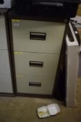 *Metal Three Drawer Filing Cabinet and Contents