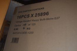 Box of 16x Vintage Worded “Happy” Bulb Globe B22