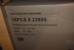 Box of 16x Vintage Worded “Dream” Bulb Globe B22