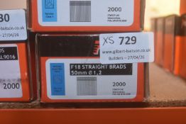 *5x Boxes of Paslode F18 Straight Brads 50mm