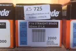 *3x Boxes of 2000x Paslode F16 Straight Brads 50mm