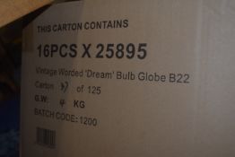 Box of 16x Vintage Worded “Dream” Bulb Globe B22