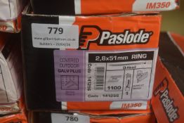 *1x Box of 1100x Paslode 51mm Ring D-Head Nails