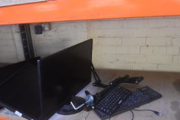 3x Monitors, 2x Keyboards, and a Double Monitor Stand