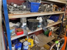 *Contents of Three Shelves of Racking to Include Joist Hangers, Dampproof Membrane, Garden Hose,