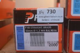 *4x Boxes of Paslode F18 Straight Brads 50mm