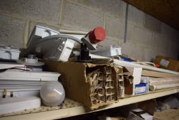 *Contents of Shelf to Include Assorted Fluorescent Lightbulbs, and Light Fittings