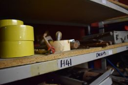 *Contents of Shelf to Include 12+ Rolls of Yellow Tape, Paint Mixer, and Coal Chisels