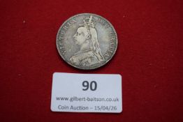 Great Britain silver double florin, 1889. Victoria ‘Jubilee Head’, crowned cruciform shields