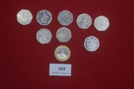 Group of modern British 50 pence pieces including commemorative types, together with a £2 coin and