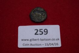 Ancient bronze coin, probably Roman Provincial, worn with indistinct devices both sides.