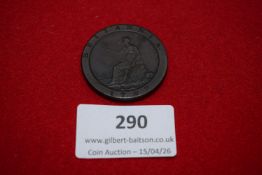 Great Britain cartwheel penny, 1797, Soho mint, Britannia seated reverse. Copper. Circulated.