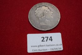 Great Britain silver Crown, 1819, George III, St George and the Dragon reverse. Fine with even