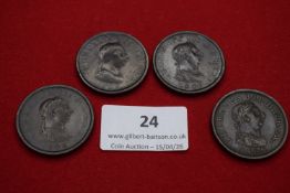 George III copper pennies (4), 1806. Laureate bust right; rev. Britannia seated with trident and