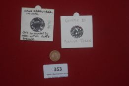 Small group of coins and tokens including German jetton (1586–1635), gaming token and other