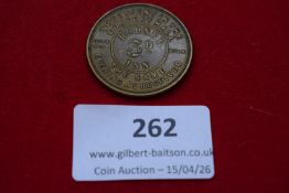 Birmingham (Coleshill St.) pub token, “Rodney Inn”, 3d. “To be spent in the concert hall the same