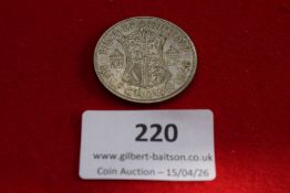 George VI silver half crown, 1946. Circulated.