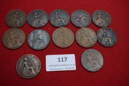 Group of Edward VII and George V pennies dated 1901–1912 (various). Mixed condition.