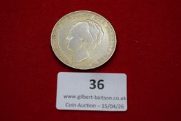 Netherlands silver 2½ gulden, 1932. Bust of Queen Wilhelmina left; rev. crowned Dutch arms