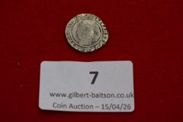 Elizabeth I silver sixpence, hammered issue. Bust left within beaded circle; rev. long cross