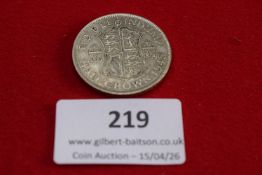 George VI silver half crown, 1945. Circulated.