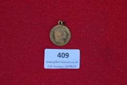 Small Napoleonic medal/pendant, tomb of Napoleon (“Tombeau de Napoléon”), dated 1853.