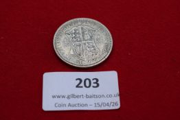 George V silver half crown, 1936. Circulated.