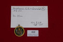 Napoleonic gilt and enamelled medal, 35mm, with imperial “N” and eagle reverse.
