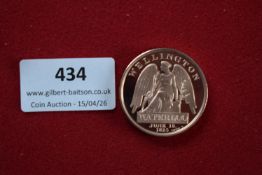 Modern proof-style Waterloo commemorative medallion, “Wellington / Waterloo June 18 1815”, with