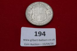 George V silver half crown, 1926. Circulated.