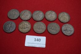 Group of George V halfpennies dated 1931–1935 together with later George VI ship-type halfpennies (