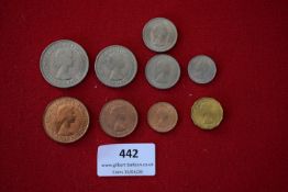 Group of pre-decimal British coinage including 1953 crown, florins, shillings, sixpence, pennies and